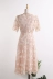 Awei Trade thương hiệu Hàn Quốc của phụ nữ cổ tròn ngắn tay ren thêu organza eo váy váy dài giữa - Váy dài