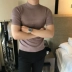 [Capricorn] 2018 mùa xuân mới 3D thủ công thiết kế của nam giới nửa cao cổ áo mỏng áo len T-Shirt ngắn tay áo áo len cao cổ Hàn Quốc Áo len cổ tròn