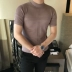 [Capricorn] 2018 mùa xuân mới 3D thủ công thiết kế của nam giới nửa cao cổ áo mỏng áo len T-Shirt ngắn tay áo