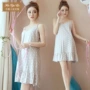 Hàn quốc phiên bản của dây đeo nightdress nữ mùa hè cotton phần mỏng V-Cổ sexy đồ ngủ dễ thương ngọt ngào cô gái dây đeo ăn mặc váy ngủ thanh niên mùa hè Hàn Quốc