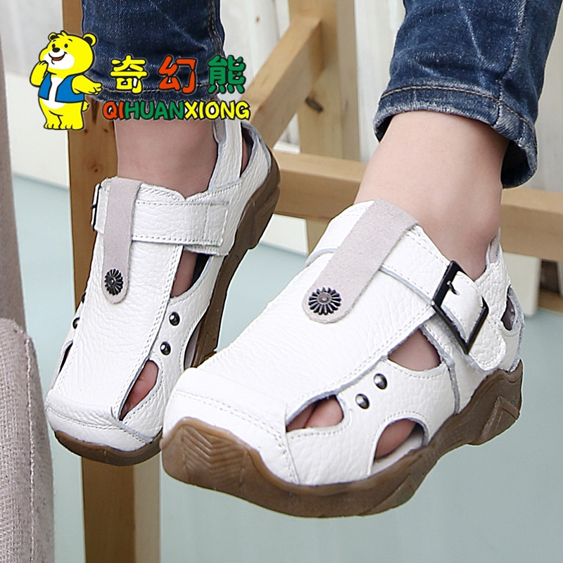 Children leather sandals summer sandals Korean students shoes tendon at the end leather boys sandals Baotou