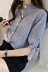 Áo sơ mi nữ sọc 2019 hè nữ phiên bản Hàn Quốc dáng rộng tay rộng tay ngắn thiết kế ý nghĩa của áo sơ mi trắng nhỏ thủy triều - Áo sơ mi áo sơ mi hoa cúc Áo sơ mi