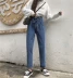Quần nữ sinh viên lỏng lẻo Hàn Quốc ulzzang hoang dã mùa xuân cô gái jeans là mỏng cao eo hậu cung quần dày quần jean dài Quần jean