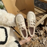 Лоферы, зимняя обувь, утепленные удерживающие тепло туфли на платформе, ремень, черная пряжка для кожаной обуви, 2023