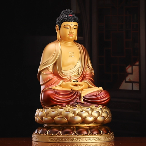 Чистый бронзовый бронзовый будда Тайваня, сидящий как домашнее преданность статуям Амитабхи Будды, три сокровища буддийских буддийских буддийских буддийских медных статуй