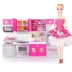 Barbie búp bê mô phỏng đồ chơi nhà bếp trẻ em gái chơi nhà đặt bé trai 3-6 tuổi dụng cụ nhà bếp nhỏ - Phòng bếp