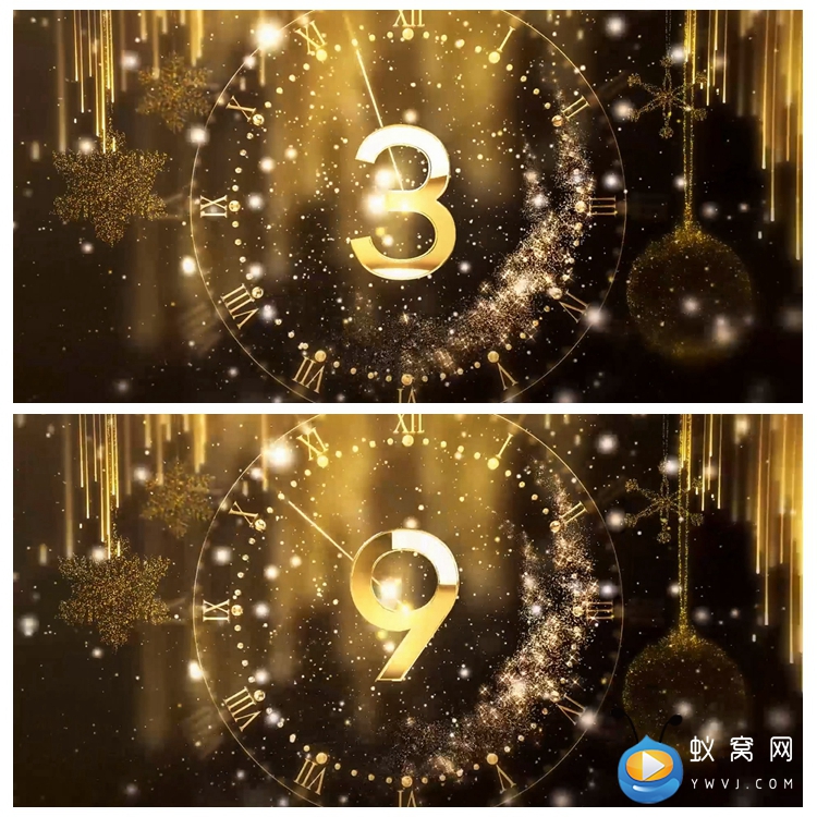 S1353 金色粒子新年跨年10秒倒计时视频 开场视频素材