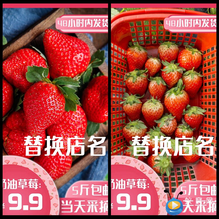  E904 AE模板 竖版水果类短视频促销电商推广开场片头 视频制