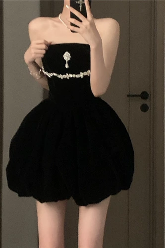 Черный топ без лямок для принцессы, выпускной вечер, высокая талия