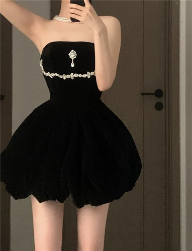 Черный топ без лямок для принцессы, выпускной вечер, высокая талия