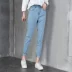 Hàn quốc phiên bản của cao eo jeans nữ chín quần mùa thu 2018 new đen lỏng chân mỏng củ cải quần mùa hè short jean nữ Quần jean