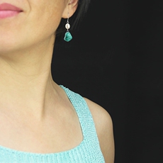 Серьги 素元 白珍珠纯银耳环女 欧美复古绿松石简约ol手工首饰品