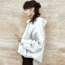 Ca sĩ Huachen Yuhuahua sao với cùng một đoạn trùm đầu áo len thời trang lỏng giản dị áo sơ mi triều bông mùa xuân và mùa hè phong cách mới áo hoodie loang màu Áo len