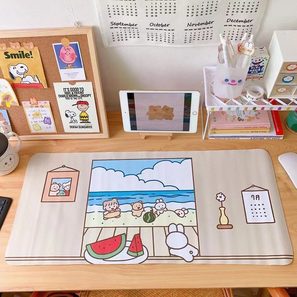 Play On The BeachCartoon Soft sprout Bear Rabbit Table mat student dormitory Mouse pad computer Keyboard pad Table mat desk decorate female