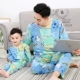 Bộ đồ ngủ bằng lụa cotton mùa hè bé trai dài tay siêu mỏng cho bé bộ đồ cotton lụa mùa hè quần áo điều hòa không khí bố mẹ mặc - Trang phục dành cho cha mẹ và con