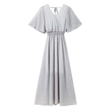 Летняя одежда, шифоновое ретро платье, приталенный корсет, длинная юбка, 2021 года, французский ретро стиль, V-образный вырез