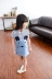 2017 mùa xuân cô gái bông Hàn Quốc phiên bản của con chuột nhỏ sọc ngắn T-Shirt ăn mặc trẻ em của váy thủy triều
