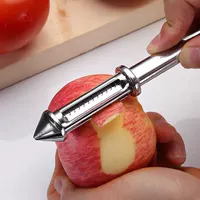 Единственная прямая ручка Германии Вращающаяся многофункциональный пилинг нож, фруктовый ломтик, скребок скребков с фруктами дыни из нержавеющей стали