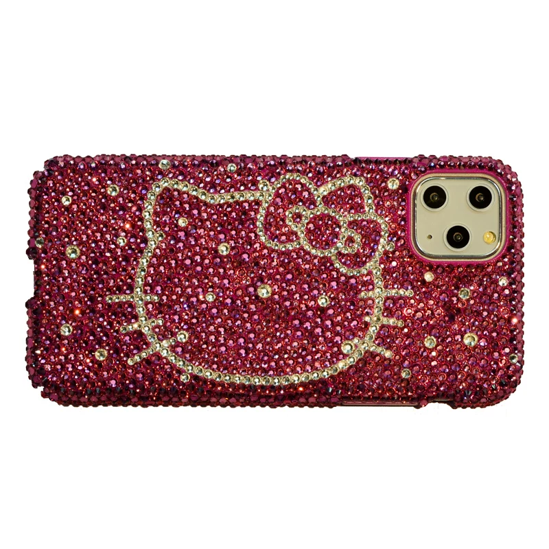 Чехол для Apple iPhone XS XR 11 12 Pro (MAX), инкрустация стразами, дизайн Hello Kitty