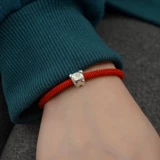 Милый браслет с одной бусиной, защитный амулет, оберег на день рождения, браслет из красной нити, серебро 999 пробы, для влюбленных