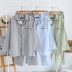 Bộ đồ ngủ cotton gạc Nhật Bản cho nam mùa xuân và mùa thu quần dài tay cotton phục vụ nhà phù hợp với mùa hè phần mỏng lỏng kích thước lớn bộ pijama nam Nam giới