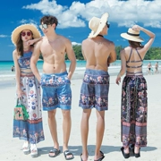 Cặp đôi đồ bơi nữ ba mảnh kích thước lớn chia phẳng góc bãi biển nam bãi biển chân váy rộng kiểu váy