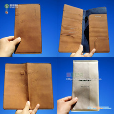 Starbucks 马来西亚 星巴克 咖啡主题棕色牛仔风长款 护照夹/票夹/卡夹/卡册