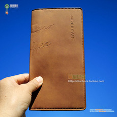 Starbucks 马来西亚 星巴克 咖啡主题棕色牛仔风长款 护照夹/票夹/卡夹/卡册