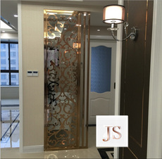 Резная перегородка 不锈钢雕花隔断镂空别墅玫瑰金屏风酒店玄关客厅花格新中式栅格