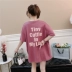Phụ nữ mang thai mùa hè Hàn Quốc phiên bản 2018 mùa hè mới lỏng phần dài in ngắn tay T-Shirt tops triều mẹ thời trang