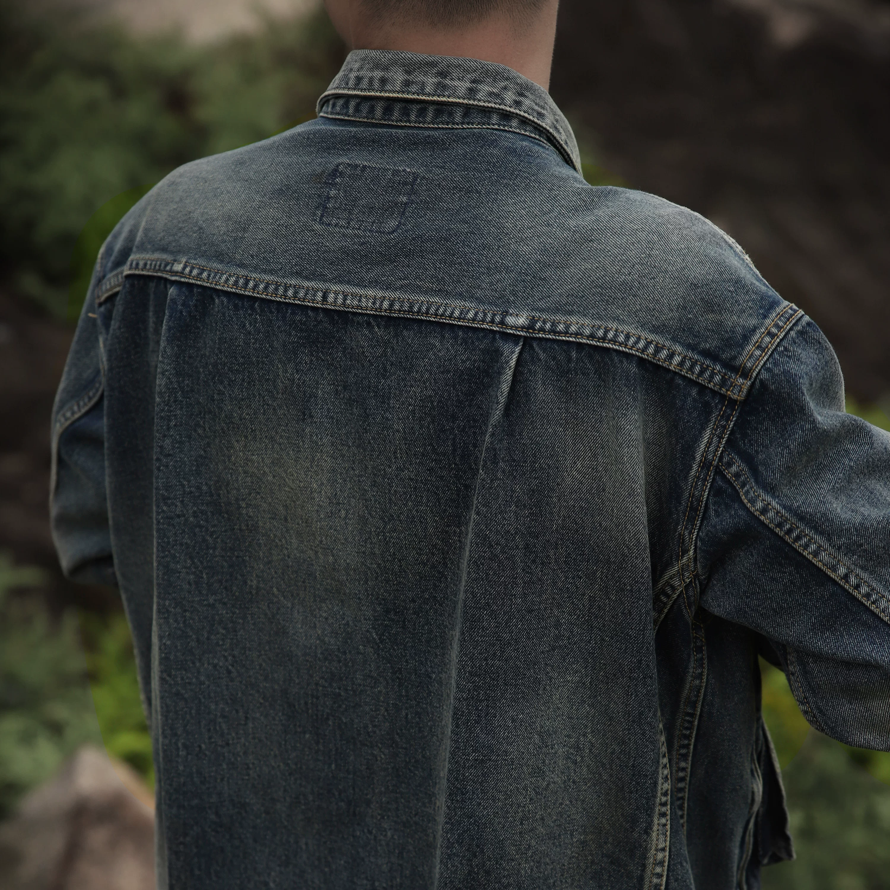 NGOARMY 19AW Nissan fabric heavy cowei denim jacket rust is old retro versatile Yu Wenle