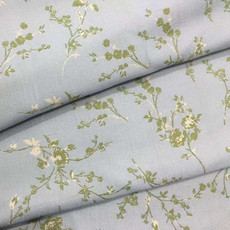 Набивные ткани 145cm宽幅服装配饰森系碎花提花面料浅蓝色春夏连衣裙箱包布料