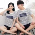 Mùa hè Hàn Quốc vài bộ đồ ngủ cotton ngắn tay ngắn nam và nữ hoạt hình kích thước lớn cotton giản dị phục vụ nhà