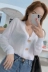 Rắn màu V-Cổ đơn ngực vi-minh bạch dài tay sun-đan cardigan 2018 mùa thu mới thời trang Hàn Quốc phụ nữ hoang dã