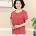 2019 trung niên và tuổi già mới áo sơ mi cotton nửa tay cộng với phân bón XL mẹ tải áo thun phiên bản ngắn tay - Quần áo của mẹ mẫu áo trung niên Quần áo của mẹ