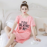 Đồ ngủ nữ cotton mùa hè 100% cotton cộng với phân bón XL Phiên bản Hàn Quốc của MM200 chất béo lỏng lẻo thêm váy ngủ nữ lớn