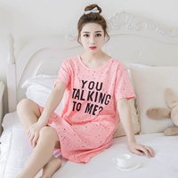 Đồ ngủ nữ cotton mùa hè 100% cotton cộng với phân bón XL Phiên bản Hàn Quốc của MM200 chất béo lỏng lẻo thêm váy ngủ nữ lớn váy ngủ big size