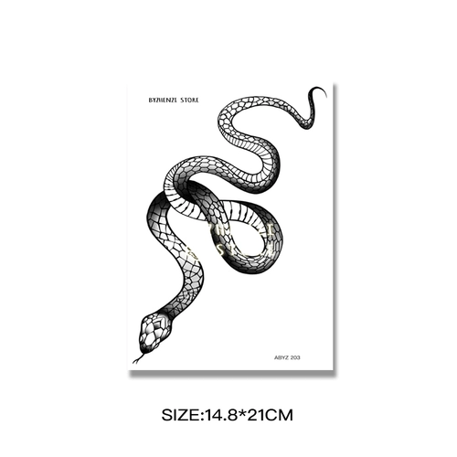 Byzhenzi Eazelnut Shop Shop -темный, длинный нейтральный черно -белый прилив Cool Flower Arm, татуировка змеи