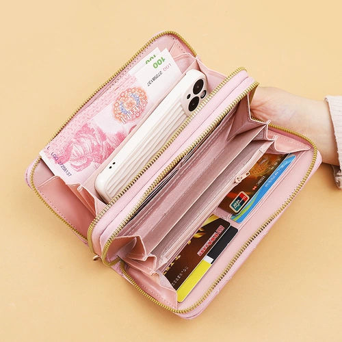 Вместительная и большая маленькая сумка клатч с молнией, бумажник, коллекция 2023, с вышивкой