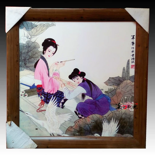 Специальное предложение Jingdezhen Ceramic Hanging Foarfain Plate Prainting Red Carp Modern Китайская гостиная декоративная картина роспись с твердым деревом рамки