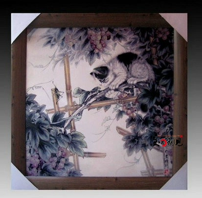 Специальное предложение Jingdezhen Ceramic Hanging Foarfain Plate Prainting Red Carp Modern Китайская гостиная декоративная картина роспись с твердым деревом рамки