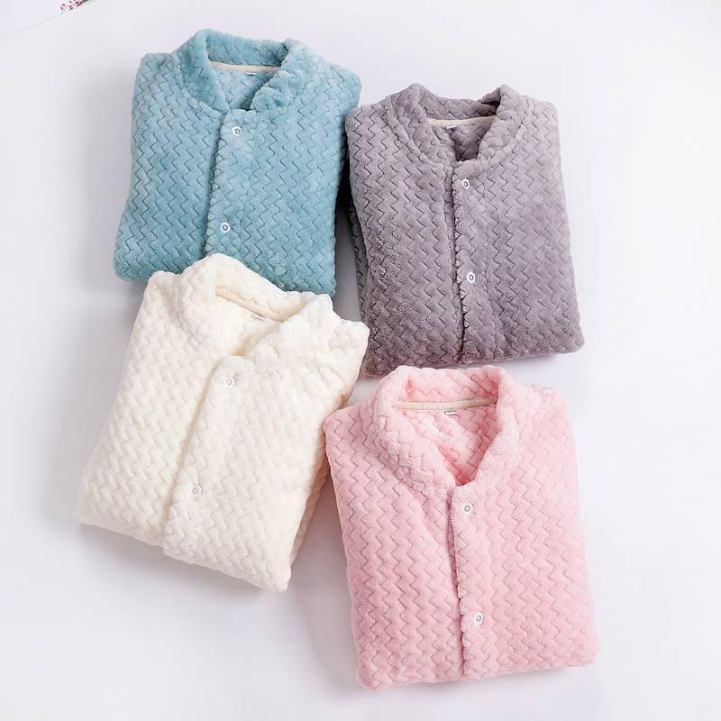 Đồ ngủ nhung nữ cộng với nhung ấm áp mùa thu đông mùa đông áo khoác một mảnh flannel dịch vụ nhà nhỏ có thể mặc bên ngoài - Pyjama
