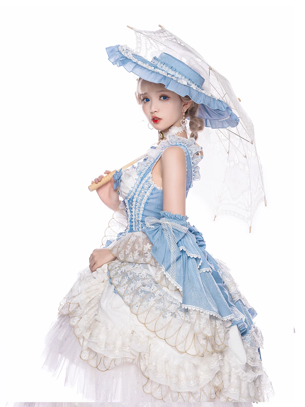 [Юпaн] Ripalbella синий LOLITA платье с юбкой LO Tower Flower Marry CLA платье