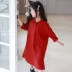Xuân 2019 quần áo trẻ em mới cho bé gái Hàn Quốc áo dài giản dị váy dài tay bố mẹ-con D077 - Khác