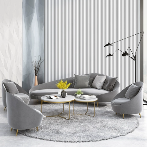 Современные румяна, ткань, диван, журнальный столик, легкий роскошный стиль, популярно в интернете, комплект