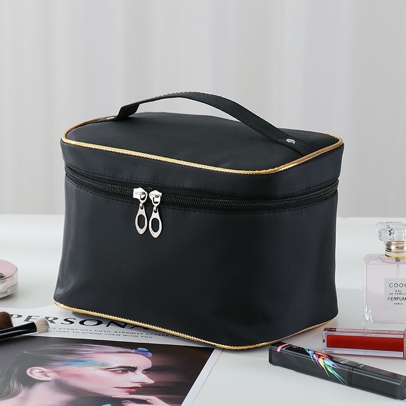 Large Monochrome Blackmulti-function Cosmetic Bag female Portable 202021 new pattern Superfire ultra-large capacity product storage box Advanced sense suitcase