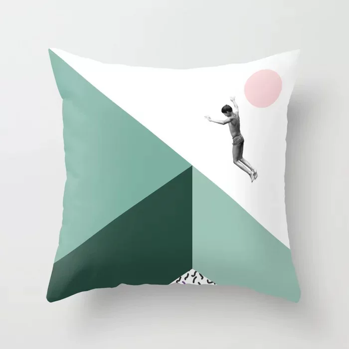 Green geometric pillowcase home sofa decoration pillow