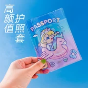 Net đỏ in gió cô gái trái tim dễ thương trong suốt hộ chiếu bảo vệ bộ hộ chiếu PVC giữ hộ chiếu tài liệu lưu trữ túi - Túi thông tin xác thực