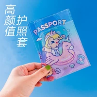 Net đỏ in gió cô gái trái tim dễ thương trong suốt hộ chiếu bảo vệ bộ hộ chiếu PVC giữ hộ chiếu tài liệu lưu trữ túi - Túi thông tin xác thực bao hộ chiếu nữ