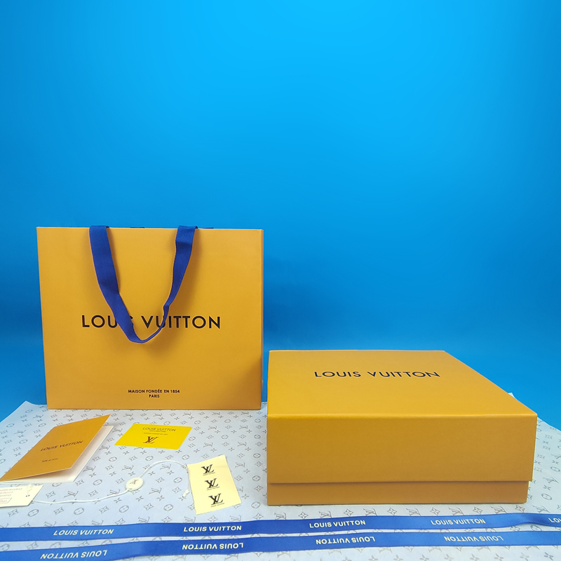 Mini Folding Box + Bag + Ribbon + Sydney Paper Delivery Labeloriginal edition LV paper bag Gift bag portable Bag clothes scarf Box Bag money Jewelry box Dustproof bag packing box